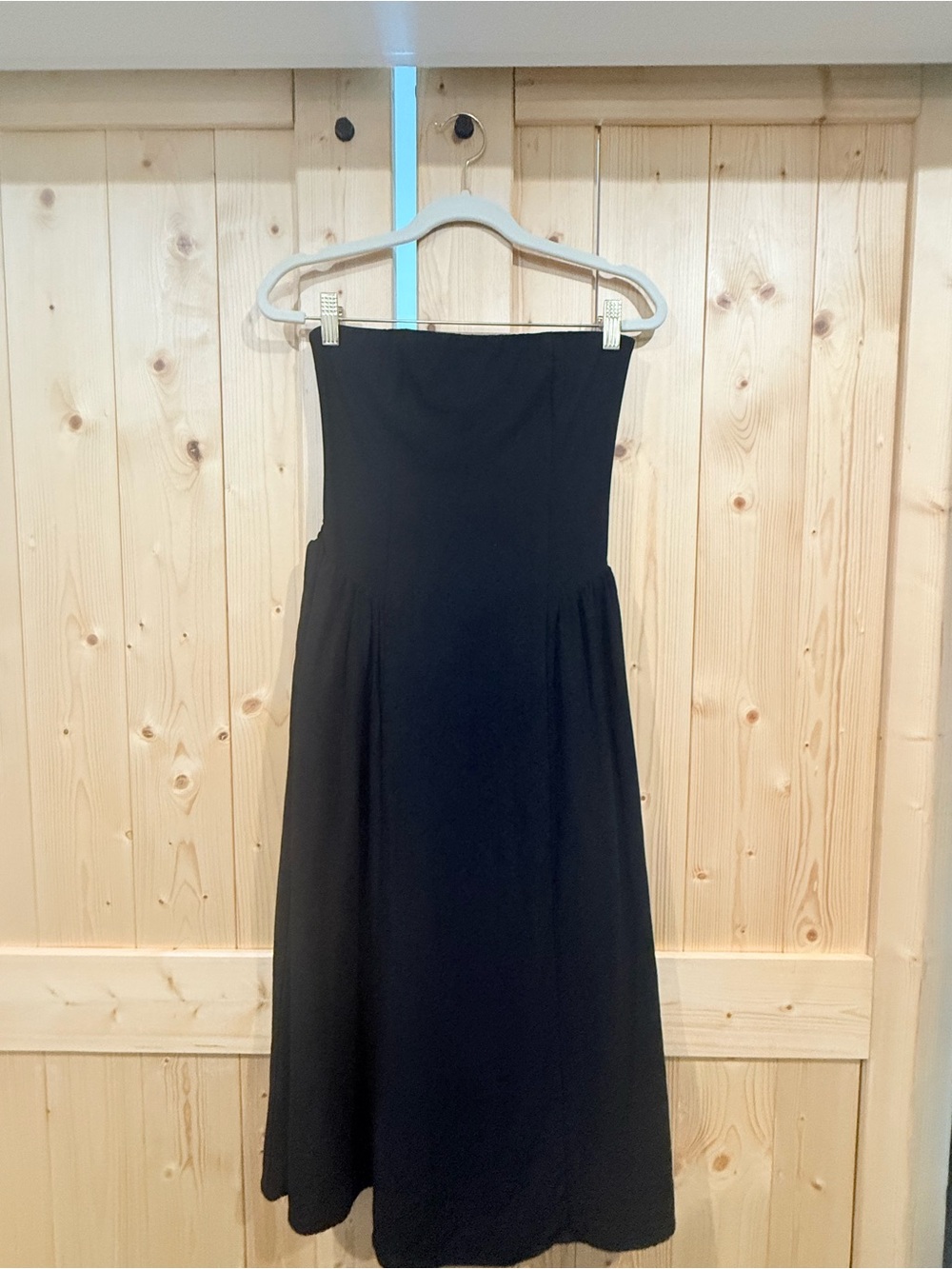 Strapless Black Midi Dress - Elegant Women's Dress